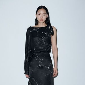 Zara satin printed asymmetrical top